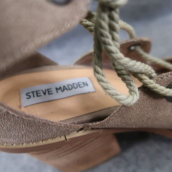Steve Madden Shoes Womens 9.5 Sandal Block Heel Leather Lace Up Fashion Open Toe - Picture 10 of 14